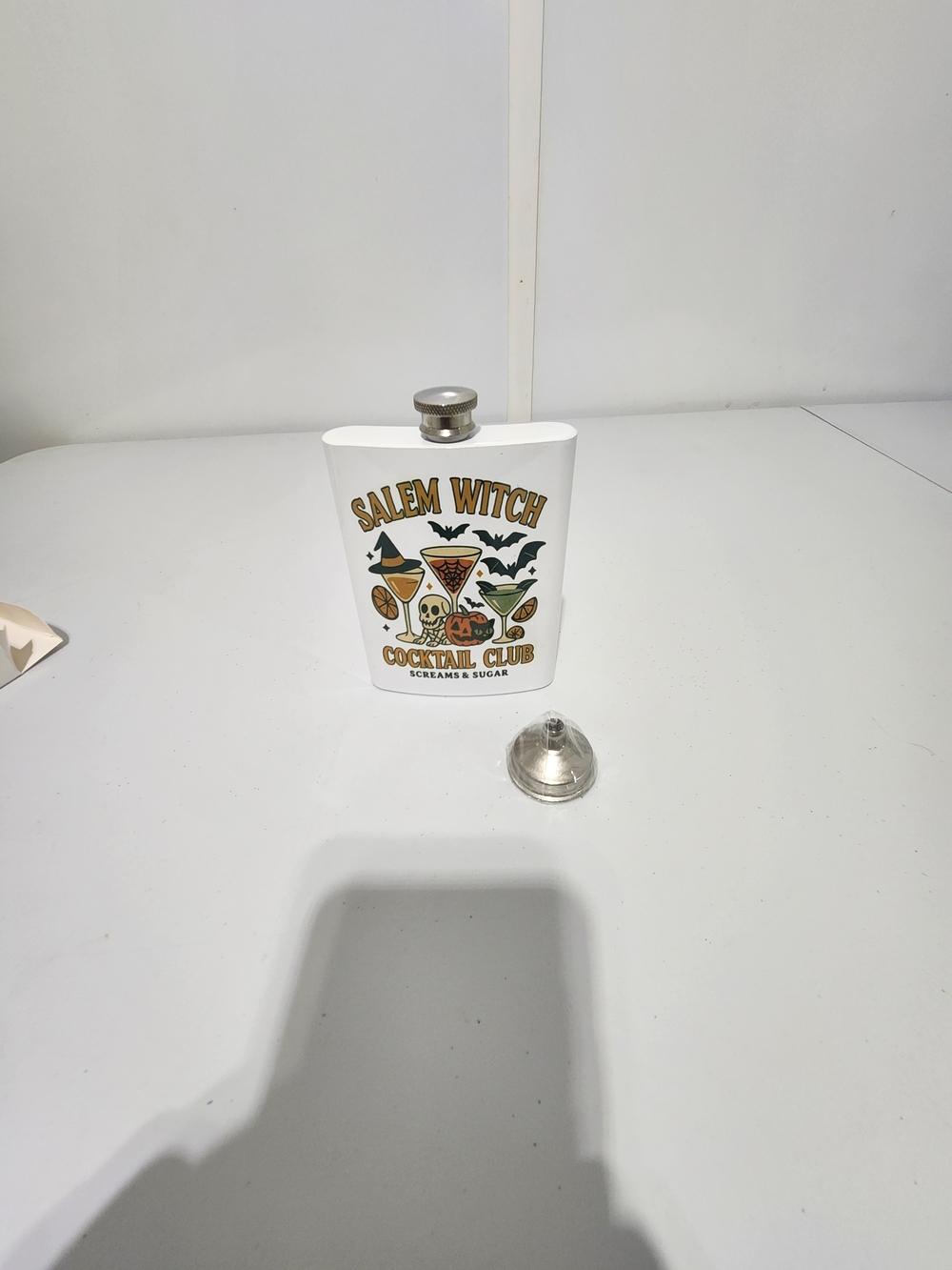 Salem Witch Cocktail Club White Halloween Flask